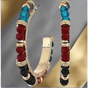 🔥🔥 Shashi Royals Gold Vermeil Eclectic Mix Bead Crystals Hoop Earrings